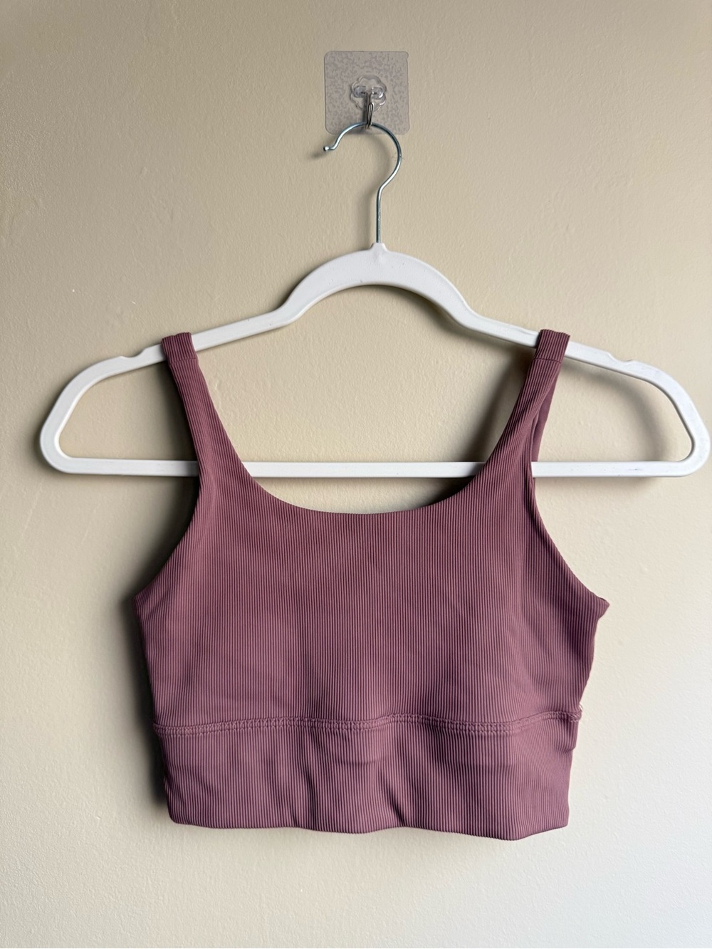 Nike Ribbed Longline Sports Bra Crop Top Pink Mauve Women’s Size S - Picture 2 of 4